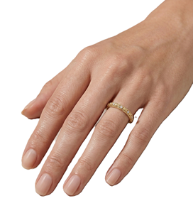 Bague d'éternité en or massif 9K 10K 14K 18K avec diamant rond de laboratoire DEF couleur VS VVS clarté, sertie de milgrain, pour femme - Product Image 6