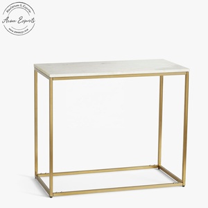 Mesa de centro de hierro con acabado dorado hecho a mano de la mejor calidad con tapa de mármol, diseño moderno para dibujar, sala de estudio - Product Image 1