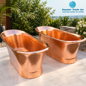 Baignoire autoportante Daystar Trade Exclusive en cuivre de qualité supérieure, personnalisée, en cuivre pur, écologique, de forme ovale, style luxueux - Product Image 1
