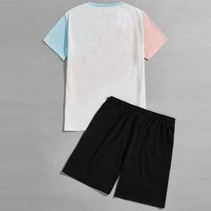 Ensemble de shorts de sport décontractés deux pièces de haute qualité, confortables, légers, en polyester/coton, avec cordon de serrage et impression sérigraphiée - Product Image 5