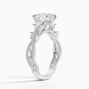 Round Brilliant Cut Diamond <b>Engagement</b> <b>Ring</b> in White Gold Rhodium Plated Prong Setting Classic Style for Women - Product Image 5