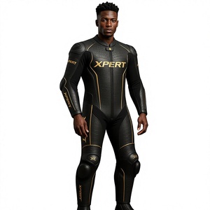 Traje de Motocicleta de Cuero con Diseño de Lujo |   Edición Especial Xpert con Detalles en Oro Personalizados |   Cuero Vacuno Auténtico |   Bordado 3D | - Product Image 1