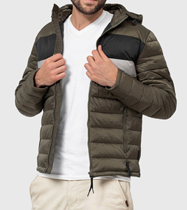 Veste matelassée à capuche pour homme, coupe-vent, en polyester, avec fermeture éclair, style décontracté, color block - Product Image 3