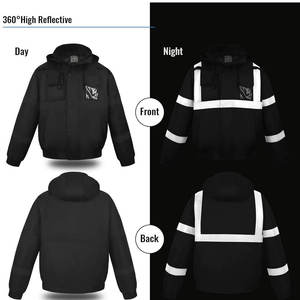 Chaqueta de Seguridad Reflectante de Alta Visibilidad, Transpirable, Antiestática, Resistente al Viento, con Cremallera Impermeable, para Hombres, Construcción, Inspección, Aire Libre - Product Image 2