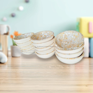Vajilla de resina con Incrustaciones de nácar pulida de alta calidad, ensaladera redonda para FIESTA DE LA India RF Crafts - Product Image 3