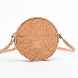 Sac bandoulière mini rond imperméable en cuir marron naturel épais - Product Image 1