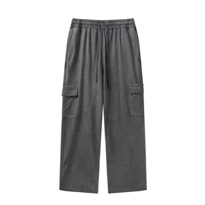 Pantalon cargo beige pour femme, coupe ample, longueur cheville, taille à cordon, couleur unie, style décontracté, en coton - Product Image 6