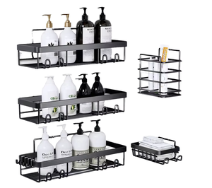 OEM/ODM Vietnam Lot de 6 paniers de douche anti-rouille – Organisateur mural en métal pour salle de bain, étagère adhésive sans perçage - Product Image 3