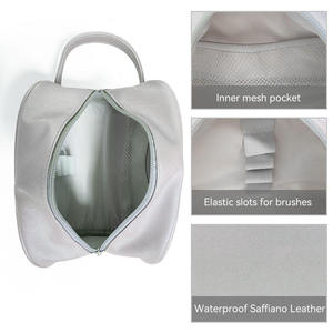 Neceser de Viaje de Piel Sintética Plateada con Logotipo Personalizado para Hombre y Mujer, Organizador de Artículos de Aseo, Impermeable, Nuevo, Bolsa de Maquillaje/Cosméticos - Product Image 3