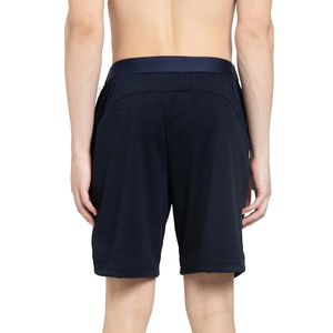 Men's Navy Solid Cotton Bermuda Shorts <b>Elastic</b> Waist Mid Rise Casual Breathable Knitted Short Pants - Product Image 3