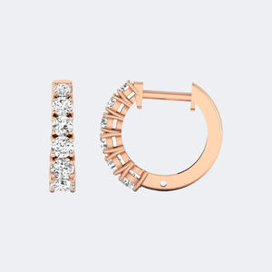 Pendientes de aro tipo huggie con diamantes de corte redondo de 2.00 quilates y engaste de puntas compartidas - Product Image 6