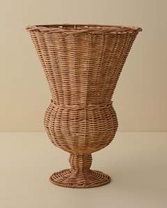 Ensemble de jardinières en rotin naturel, pots à fleurs en osier tressé, vases décoratifs sur piédestal pour la décoration intérieure du salon. - Product Image 4
