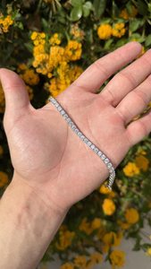 Bracelet tennis en argent sterling 925 avec diamants Moissanite, style hip-hop, bijoux de luxe, coupe brillante ronde VVS, bracelet ouvert - Product Image 6