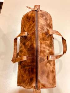 Sac de voyage de luxe en cuir, grand format, écologique, léger, pour le sport, la gym, les voyages d'une nuit, les week-ends, doublure en polyester, fermeture éclair - Product Image 2