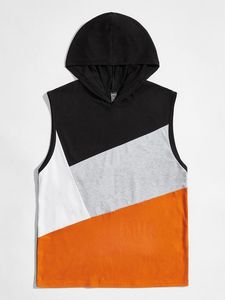 Camiseta sin mangas con capucha y bloques de color, de secado rápido, estilo casual deportivo para hombre - Product Image 5