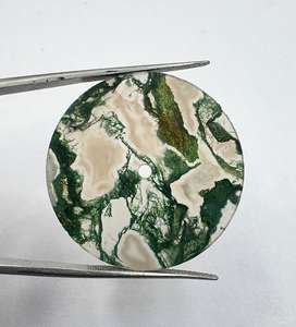Esfera Plana de Ágata Musgo Verde Natural para Reloj, 31.5mm de Diámetro, 1mm de Grosor, Orificio Central de 2mm, Perforación Gratuita, Accesorios para Reloj K Gems GMC-651 - Product Image 1
