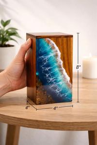 Urna Funeraria de Madera de Palisandro con Diseño de Olas Oceánicas – Recuerdo Conmemorativo de Playa Hecho a Mano - Product Image 6