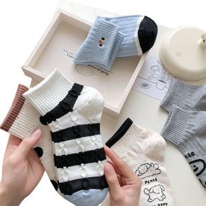 Summer Socks <b>for</b> Women New Style Black Polka Dot Stripes Thin <b>Pattern</b> Sweat Absorbent Sports Short Socks Women's Socks - Product Image 3