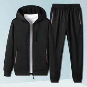 Ensemble de survêtement décontracté d'hiver pour homme, sans couture, en molleton tricoté, haut de sport à manches longues et leggings, haute élasticité, pour la gym et le fitness - Product Image 3