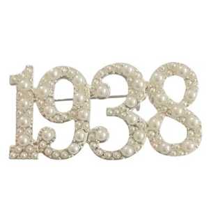 เข็มกลัดมุกประดับเพชรพลอยสไตล์วินเทจ ปี 1938  เข็มกลัดติดปกเสื้อแฟชั่นสำหรับผู้หญิงและผู้ชาย - Product Image 1