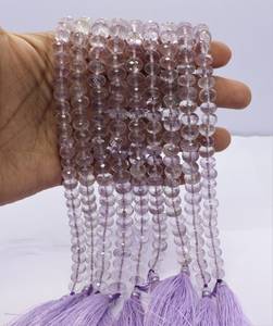 Perles facettées en améthyste rose naturelle, 8 à 9 mm, perles de pierre précieuse améthyste rose, perles rondes en améthyste rose pour la création de bijoux - Product Image 2