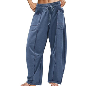 Pantalon cargo pour femme style coréen, coupe large, taille haute, avec cordon de serrage, décontracté, streetwear, joggers - Product Image 1