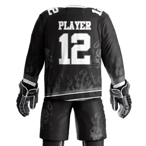 Tenues de hockey sur glace entièrement personnalisées avec impression par sublimation, service OEM ODM, ensemble 2 pièces à manches longues et shorts - Product Image 6