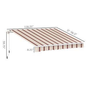 Tenda da Sole Retrattile Manuale 10x8 Rossa con Manovella Facile, Protezione UV, Bracci Pieghevoli, Telaio in Alluminio Estensibile per Patio, Terrazze e Giardini - Product Image 3
