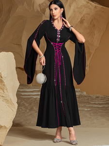 Abaya noire brodée, robe abaya Dubaï, abaya en gros, abaya pour femmes, robe musulmane, abaya sur mesure, abaya de luxe, abaya de luxe OEM - Product Image 6