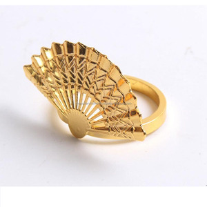 Brass Bright Golden Japanese Hand Fan Design Cheap Engraved Napkin Ring Tableware Decorative Accessories Royal Gold Napkin Ring - Product Image 1