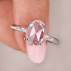 Anillo de Diamante Solitario con Corte Ovalado en Rosa, 1.55 Quilates, Cultivado en Laboratorio, Anillo de Compromiso y Boda, Joyería, Anillo de Eternidad en Vermeil de 14k - Product Image 3