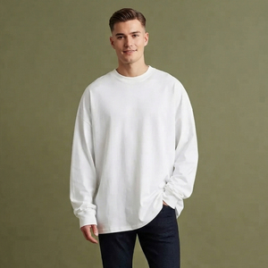 T-shirt décontracté à manches longues pour homme, coupe ample, en coton, col rond, séchage rapide, idéal pour le jogging et l'exercice - Product Image 1