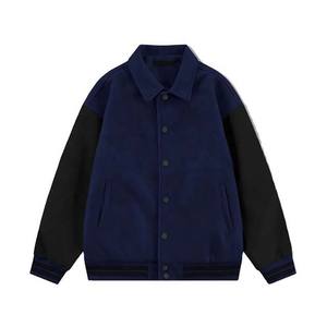 Chaqueta Varsity Estilo Universitario con Cuello Alto y Cierre de Botones, Mangas de Lana, Ropa Masculina, Estilo Urbano, Reversible por Delante 2025 - Product Image 5