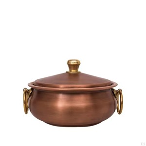 Copper Casserole Pot With Stainless Steel Lid Round Hammered Design Durable For Gas And Induction Cooker - Product Image 2