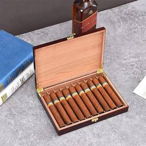 Boîte à cigares en cèdre espagnol, humidor noir mat en bois, étui de rangement de bureau pour cigares, vente en gros - Product Image 1