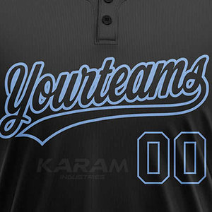 Vente directe d'usine, maillot de baseball personnalisé à deux boutons, manches courtes, 100% polyester, respirant, séchage rapide, unisexe, nouveau style - Product Image 6