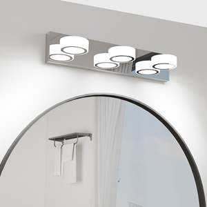 Lámpara de Vanidad LED Moderna de 21 Pulgadas, 3 Lentes Acrílicas Ovaladas Blancas, Base Cromada, Rotación de 360 Grados, Iluminación para Espejo de Baño - Product Image 3