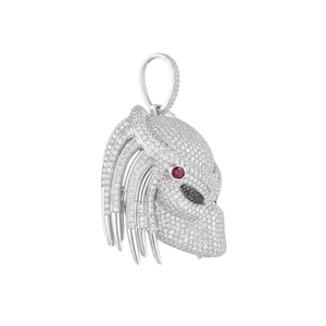Pendentif Prédateur en Argent 925 avec Moissanite et Accent Rubis, Breloque Thème Luxe Faite à la Main, Cadeau Unisexe - Product Image 3