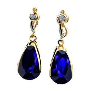 ต่างหูหยดน้ำยาวทรงหยดน้ำเพทายสีฟ้า925สำหรับผู้หญิงหรูหราทำจากเงินแท้ตามสั่ง - Product Image 1