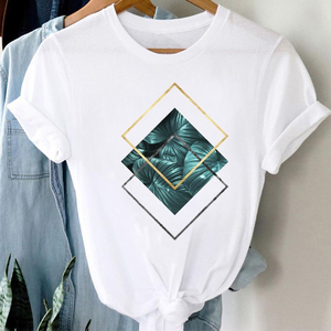 Camiseta de Mujer, Corte Ajustado, Cuello Redondo, Manga Corta, Tejido de Lana, Informal, Primavera/Verano - Product Image 4