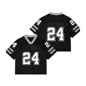 Streetwear American Football Jersey Cropped Mesh <b>Top</b> Women V Neck Breathable Heavyweight Polyester Training Sports Shirts - Product Image 1