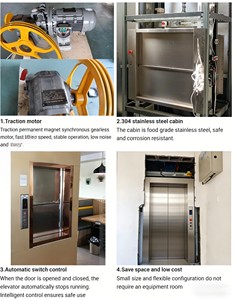 Montacargas Industrial Moderno con Capacidad de 200 kg, Elevador de Alimentos con Perfil de Aluminio para Hoteles, Cocina, Elevador de Mercancías Pequeñas, con Certificación CE - Product Image 4