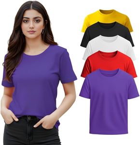 T-shirt surdimensionné à manches courtes et col rond pour femme, 100% coton, qualité supérieure, éco-responsable, streetwear tendance, OEM personnalisé - Product Image 3