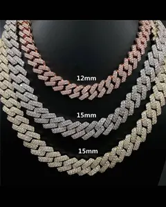 Cadena cubana de moissanita VVS de plata de ley 925 estilo hip hop, cadena de tenis de moissanita, collar grueso de Miami, joyería para hombres y mujeres - Product Image 3