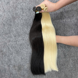 ผมแท้เวียดนาม 100% แบบตรง Genius Weft สีดำและสีบลอนด์ ผู้จัดจำหน่ายยอดนิยม ขายส่งต่อผม - Product Image 5