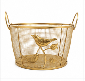 Panier à fruits en métal avec motif d'oiseau décoratif, corbeille à fruits en fil métallique, panier de rangement pour fruits et légumes sur comptoir de cuisine - Product Image 2