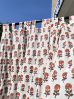 Hint El Baskılı Shibori Bohemian Çevre Dostu Çubuk Cepli Yarı Saydam Toz Geçirmez Her Mevsim Perde Pamuklu Pencere Drapesi Toptan