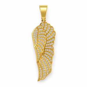 Vintage Fashion Hip Hop 10K Solid Gold Custom Iced <b>Angel</b> Classic Bling Feather Wings Moissanite Diamond Necklace Pendants <b>Charms</b> - Product Image 1