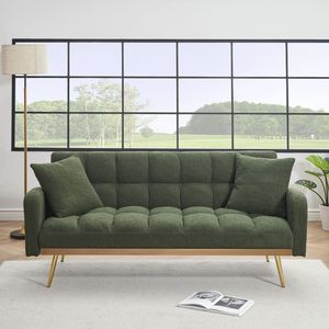 Divano Letto Verde da 69 Pollici con Funzione Regolabile per Piccoli Spazi, Ideale per Soggiorno o Camera da Letto - Product Image 1