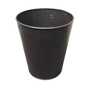 Luxury Embossed Metal Black Waste <b>Bin</b> for Elegant Home Office Bathroom and <b>Bedroom</b> Interiors - Product Image 2